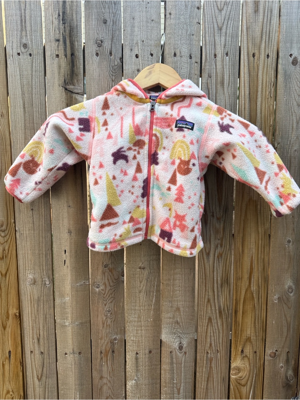 Patagonia Pink Kids' Patterned Fleece Jacket with Hood